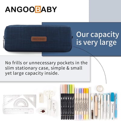 Kleine Etui - Potlood Pouch - Kantoor Briefpapier - Grote Capaciteit - 19 x 5 x 7 cm - Donkerblauw
