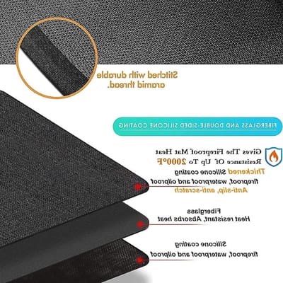 Grill Mat - Onderlegger Barbecue - Terras Beschermen - Brandwerend Glasvezel - 122 x 178 cm - Zwart