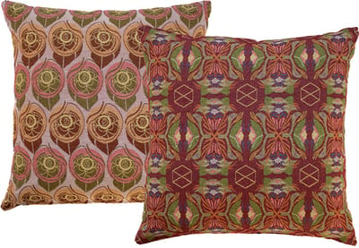 NIN-NIT - Roses Classiques kussen - 100% geweven katoen - sierkussen met bloemen - rozen en bladeren print - rood - Bordeaux - lila - roze - groen - oranje - multicolor - 50x50 cm