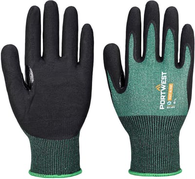 Portwest SG snijbestendige B18 Eco Nitril Handschoen - (pk12) - Groen/zwart - L
