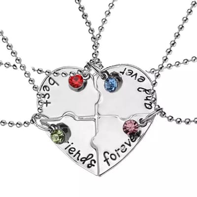 Akyol - Best Friends - 4 Leuke Vriendschapskettingen - vriendinnen ketting - bff cadeau - best friends cadeau - Best Friends – bff – vier delige ketting – hartje – samenvoegen – blauw – roze – rood – groen- vriendsc