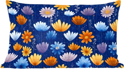 Sierkussens - Kussentjes Woonkamer - 60x40 cm - Bloemen - Patroon - Blauw - Contrast