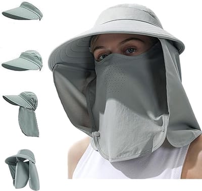Dames Zonnehoed UPF50+ - 4-in-1 Ontwerp - Verstelbare Nekbescherming - Ademend Polyester - Voor Strand & Outdoor - Met Staart Opening