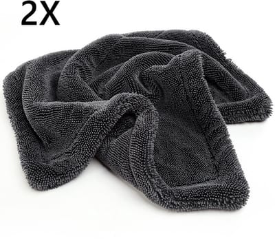 TLVX 2 stuks Auto Droogdoek 40x40cm – Microvezel doek 1000GSM – Super Zacht – Zeer Absorberend – Droogt uw auto gemakkelijk en snel na het auto wassen – Streeploos resultaat – Voorkom Kalk druppels – Wasbaar