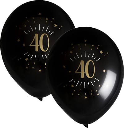 Santex verjaardag leeftijd ballonnen 40 jaar - 16x stuks - zwart/goud - 23 cm - Feestartikelen