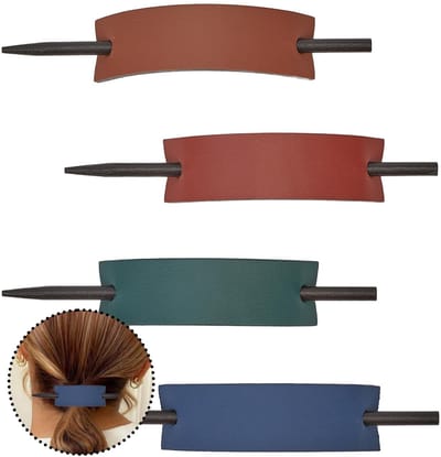 Dailygoods- Haarspeld Elegante Vintage Stijl - Kunstleer - Veelkleurig - 3 Stuks - Afmetingen 2,3 x 9 cm - Gemakkelijk te Dragen - Haarklem