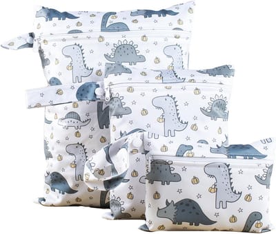 3 Stuks Waterdichte Luiertas Wet Bag met Ophanglus voor Luiers en Natte Kleding - Ideaal voor Reizen en Strand