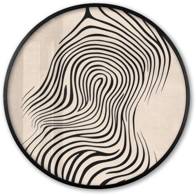 Poster in lijst Rond - Fotolijst 60x60 cm - Posters - Lijnen - Abstract - Golvend - Zwart - Ronde posterlijst zwart - Decoratie - Wanddecoratie woonkamer - Muurdecoratie slaapkamer