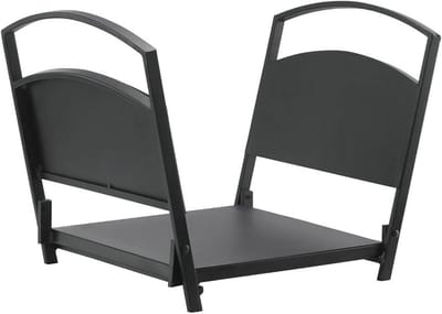 Houtopslag Rek - Brandhout Houder - Open Haard - Handgesmeed Smeedijzer - 39x29x26 cm - Zwart