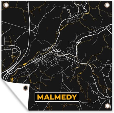 Tuin poster Plattegrond - Goud - Malmedy - Kaart - Stadskaart - 200x200 cm - Tuindoek