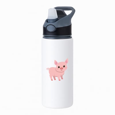 Hacebo® - Varkens waterfles met rietje zwart - Varken - Dieren liefhebbers - Kinderboerderij - zoogdier - water fles - 650ML