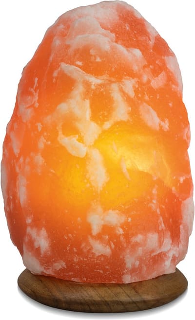 Livarno Home Zoutkristallen lamp - Handgemaakt van massief zoutkristal - Hoogte: 16 cm - Inclusief lamp - Basis gemaakt van acaciahout - Met ca. 110 cm snoer inclusief schakelaar