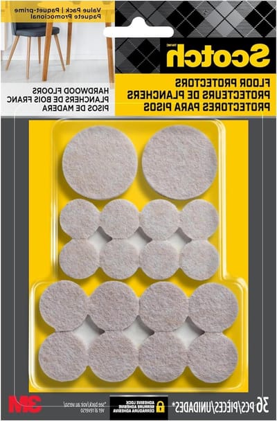 Scotch Mounting, Fixing and Surface Protection SP842-NA Scotch brand felt 3M, for protecting hardwood floors, beige, multipack, 16-3/4", 16-1", 4-1.5", round, pads total, 36 pieces