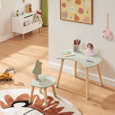 Kindertafelset Lallega met stoel mintgroen en naturel [en.casa]