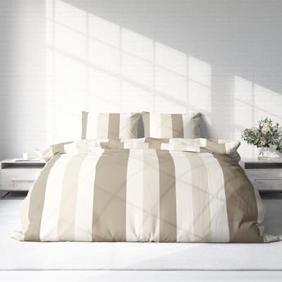 Dekbedovertrek Flanel - Winter - 2 personen - 200 x 200 cm - Lines Beige