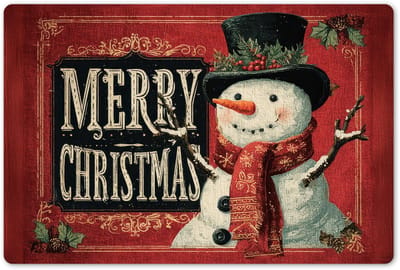 Placemats 45x30 cm - Placemat kunststof - 1 stuk - Klassiek - Kerstgroet - Sneeuwpop - Rood - Borden onderleggers - Decoratie voor op tafel - Keuken tafeldecoratie accessoires - Vinyl onderlegger - Tafelversiering