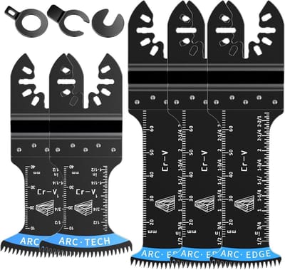 Multitool Zaagbladen - Accessoires Oscillerend Gereedschap - Hout Kunststof Metaal - 5 Delige Set - 16 x 68 cm - Zwart