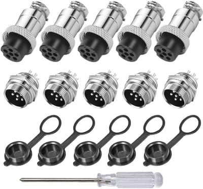 6-polige GX16 Luchtvaartstekkers - Metalen Connectoren met Schroefdraad - 5 Stuks