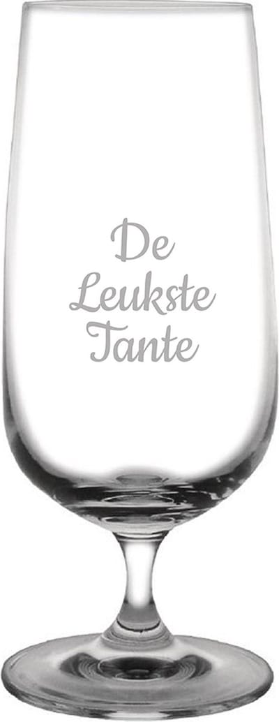 Gegraveerde bierglas op voet 41cl De Leukste Tante