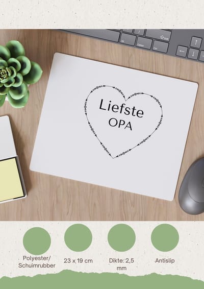 Akyol - liefste opa Muismat - Opa - de liefste opa - verjaardag - cadeautje voor opa - opa artikelen - kado - geschenk - 23 bij 19 cm
