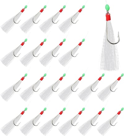 6 Stuks Luminous Mackerel Feather Rigs met Bait Hooks voor Zeevisserij, Ideaal voor Makreel, Pollak en Kabeljauw Accessoires