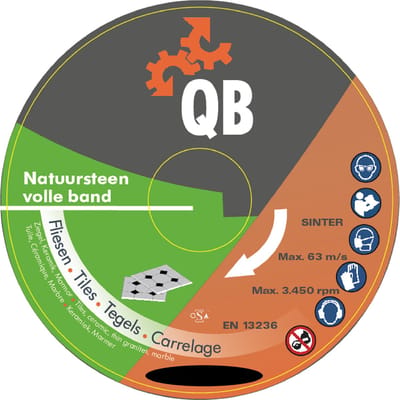 Diamant zaagblad QB natuursteen volle band Ø180mm asgat 22,2mm - slijpschijf