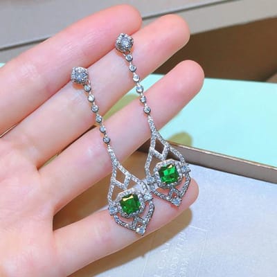 Massief 925 Sterling Zilver Natuurlijke Smaragd Druppel Oorbellen Fijn Aros Mujer Oreja Orecchini Smaragd Edelsteen Zilver 925 Sieraden Meisje