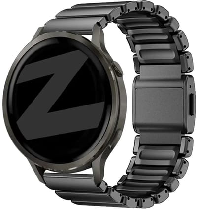 Bandz Titanium 'Hybrid' band geschikt voor Samsung Galaxy Watch 3 45mm / Watch 1 46mm / Gear S3 - Polar Vantage M3 / M2 / M / V3 / Polar Grit X / X Pro / X2 Pro - Huawei Watch GT 1/2/3/4 46mm/GT 5 (Pro) (46mm) Zwart