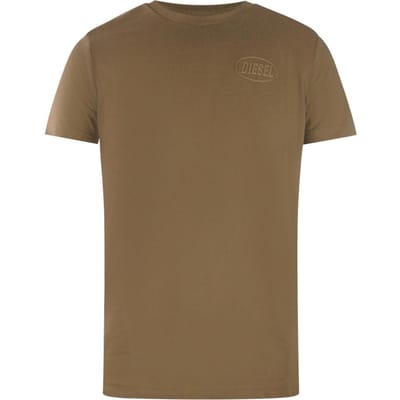 Diesel Heren-T-shirt van katoen in effen kleur met logo (Bruin)