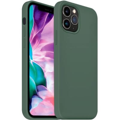 Coverzs Luxe Liquid Silicone case geschikt voor Apple iPhone 12 Pro Max - beschermhoes - siliconen backcover - optimale bescherming - dennengroen