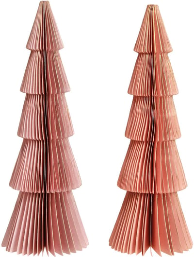 Tafeldecoratie kerstboom honingraatpapier Abrikoos Goud H30cm 2 st, 2