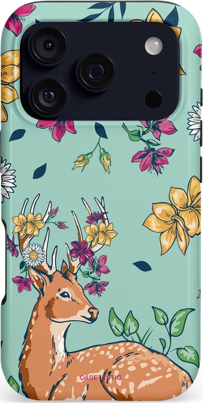 Casetastic hoesje geschikt voor Apple iPhone 17 Pro - MagSafe - Dubbellaagse bescherming - Bloemenbronst - Fashion Case - Mintgroen Beige Zilver Perzik