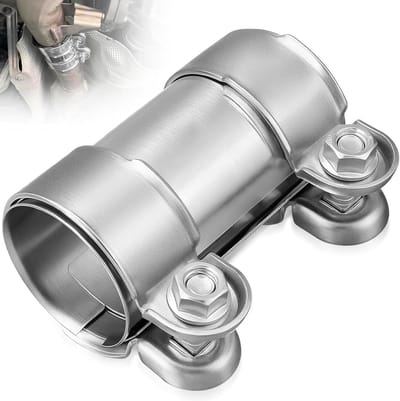 RVS Uitlaatklem 55 mm x 125 mm, Dubbele Klemverbinding voor Universele Slangen, Geschikt voor Auto's, Motoren en Vrachtwagens