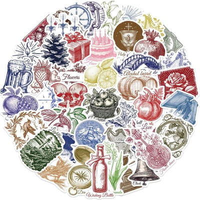 Vintage Country Style Stickers - 50 stuks - 4x6CM - Eten & Drinken