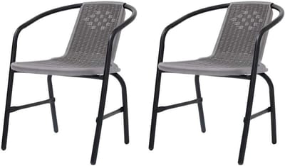 Tuinstoelen 2 stuks - Buitenstoelen rotan-look - Buiten Zitten - Stapelbaar ontwerp - 62 x 55 x 74 cm - Zwart