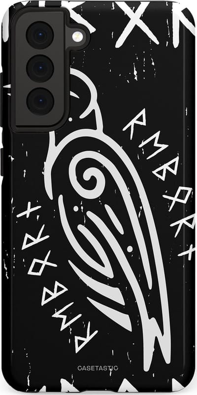 Casetastic Hoesje Geschikt voor Samsung S21 FE - Stijlvolle Beschermende Duo-layer Case - Runische Symboliek