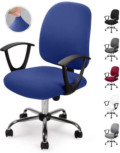 Stoelhoes Universele bureaustoelhoes Computer Stoelhoes Elastische Stoelhoezen Afneembare Wasbare Stoelhoezen voor Bureaustoelen computer Stoel Draaistoel(Geen Stoelen-1 Stks,Blauw)