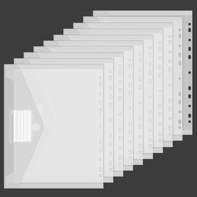Set van 10 A4 Documentenfolders met Waterdichte Bescherming, Perforaties en Labels voor Organisatie van Documenten, Kantoorbenodigdheden en Schoolwerk