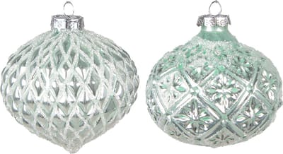 Clayre & Eef Kerstbal Set van 2 Overig Ø 10 cm Groen Glas Kerstballen