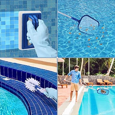 Zwembad Reinigingsset met Telescopische Paal - Ideaal voor Vijvers, Bubbelbaden en Fonteinen