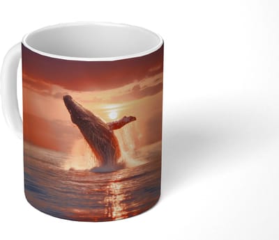 Mok - Koffiemok - Walvis - Zon - Zee - Mokken - 350 ML - Beker - Koffiemokken - Theemok