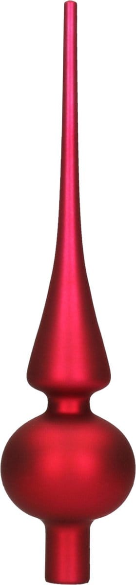 Decoris Kerst piek - donkerrood - 26 cm - glas - mat - kerstboompiek