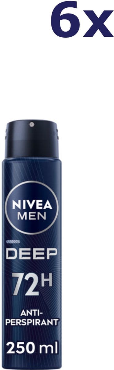 6x Nivea deodorant Spray 250ml Men Deep Dry & Clean Feel