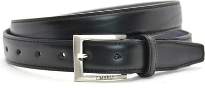 Smalle Heren Riem volnerf Leer zwart - 3 cm Breed - Broekriem - Nette Riem - Pantalon Riem - Maat: 115 / Totale lengte riem 130 cm - Echt Leer