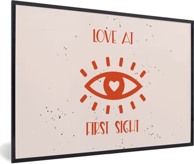 Fotolijst incl. Poster - Spreuken - Quotes - Love at first sight - Liefde - Koppel - 60x40 cm - Posterlijst