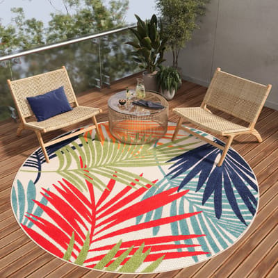 Tapiso Patio Rond Vloerkleed Balkon Terras Tuin Groen Rood Blauw Outdoor Tapijt Maat- 80x80