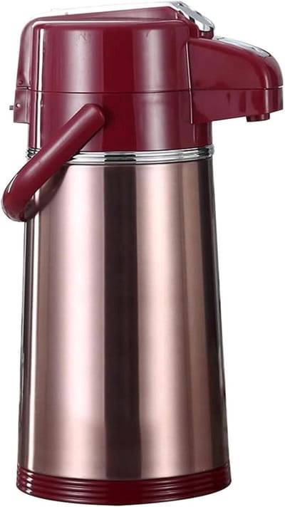 Thermoskaraf - Heetwaterdispenser Koffiekan - Dranken Warm Houden - Pomphendel Bediening - 3 Liter - Zilver
