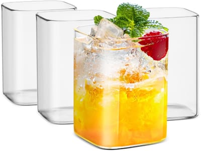 Mulex | MX151431 Vierkante drinkglazen | Trendy glazen | Drinkglazen | Matcha glazen | 250ml | 2 stuks | Waterglazen
