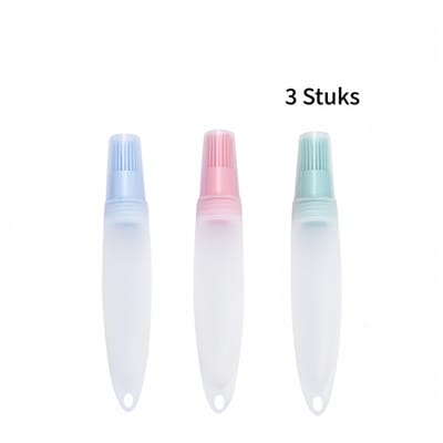 3 stuks - siliconen olieflessen met kwast set - lekvrij met deksel en druipvrij - barbecueën en bakken buiten - hittebestendige siliconen borstel - makkelijk schoon - multicolor
