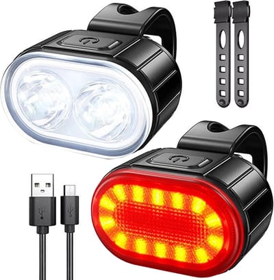 Fietsverlichtingsset Sport - Voorlicht en Achterlicht - LED - USB-Oplaadbaar